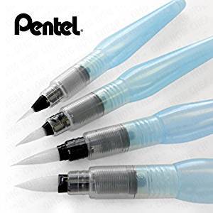 4 Aquash brushes with Pentel written on top left corner