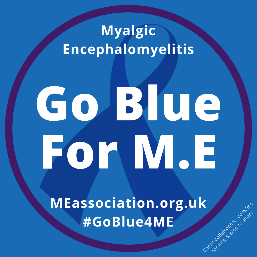 Profile picture to support ME Association's #GoBlue4ME campaign, designed by Chronically Hopeful Char