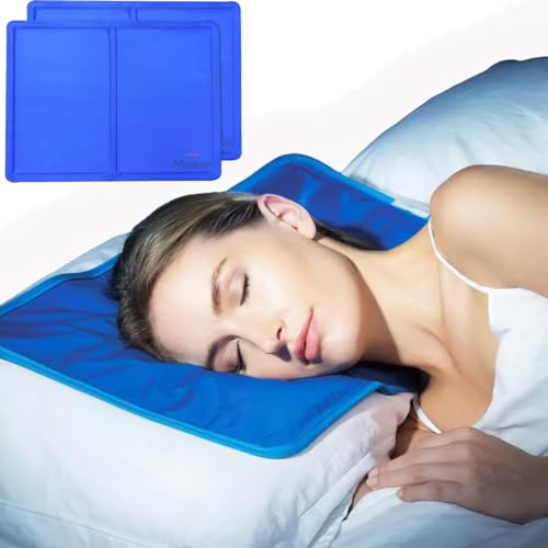 Meown Cooling Gel Pillow, Pack of 2 | Blue Gel Pillow Cooling Pad Cushion | Natural Cooling for Night Sweats, Better Sleep & Optimal Temperature