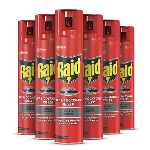 Raid Ant & Cockroach Killer, Insect Killer For Indoor Use, Long Lasting Protection for the Home, Pack of 6 (6 x 300ml)