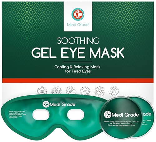 Medi Grade Cooling Eye Mask for Puffy Eyes with Cooling Eye Pads and Insulated Thermo-bag - Ice Cold Gel Eye Mask for Morning/Night Skincare Routine and Reducing Dark Circles - Soft Eye Cooling Mask