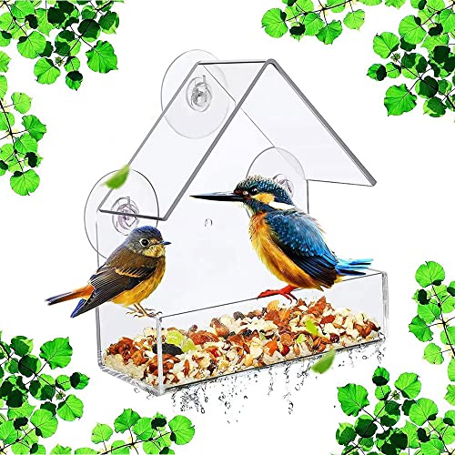 Bird Feeder Birds House for Outdoor, Window Bird Feeder with Strong Suction Cups for Wild Birds, Cardinal, Bluebird