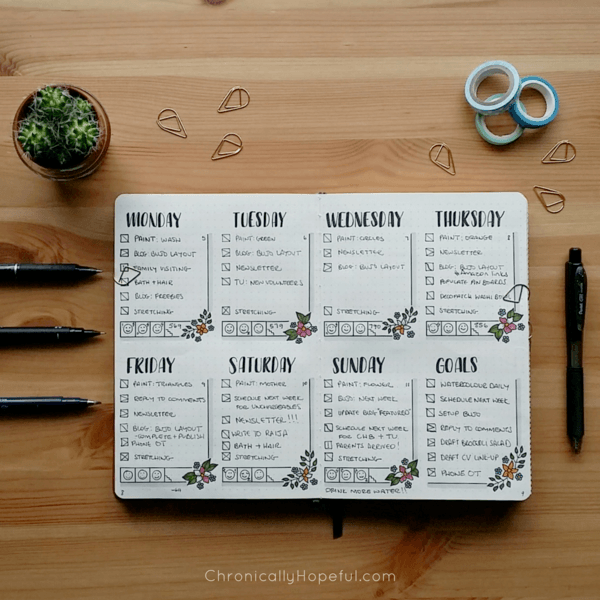 Bullet Journal, March weekly spread