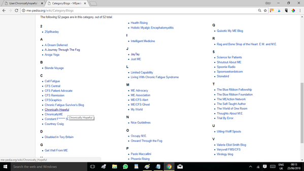 ME-pedia Blog appears in the directory in alphabetical order