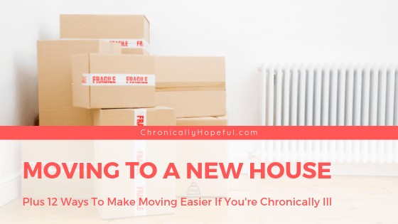 A pile of boxes stacked up next to a radiator. Title reads Moving to a new house, plus 12 tips to make moving easier