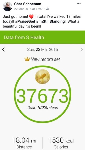 My pedometer for the day of the Marsden March, Chronically Hopeful