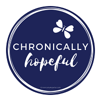 ChronicallyHopeful.com Logo. A circle with the words Chronically Hopeful in the middle and a little butterfly top right.