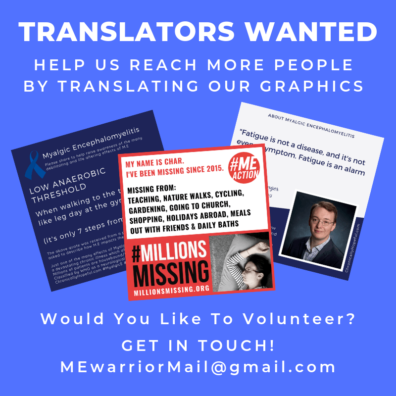 a collage of 3 awareness pictures. Title reads: Translators wanted. help us reach more people by translating our graphics. Would you like to volunteer?