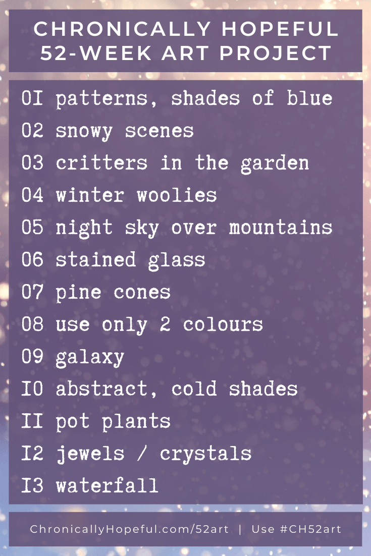 List of prompts for Winter, Chroincally Hopeful 52-Week Art Project