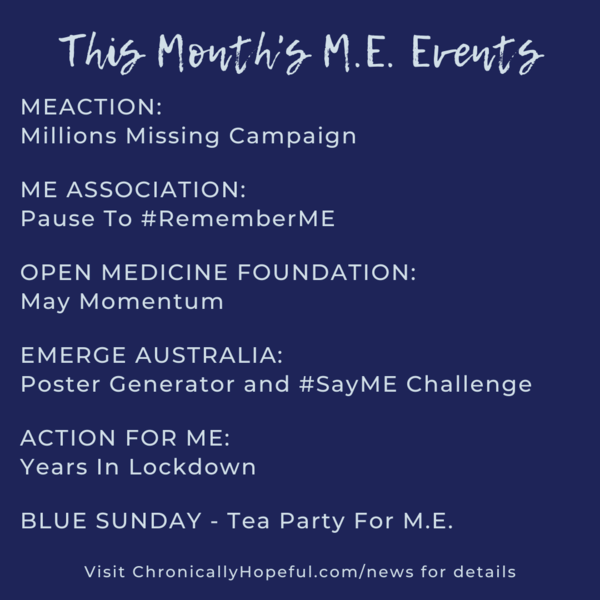 A list of this week's MEcfs Awareness Events
