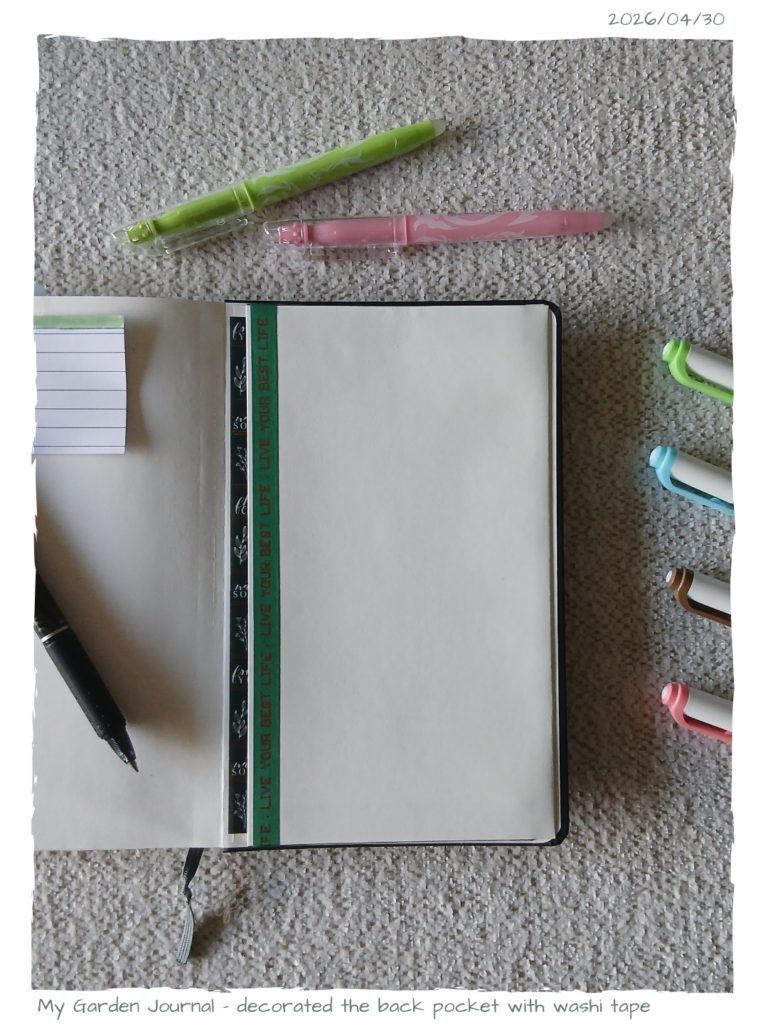 Garden Journal Back Pocket