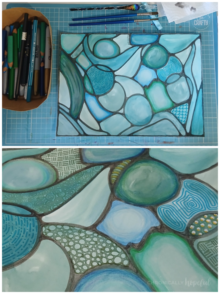 Shading the gouache shapes