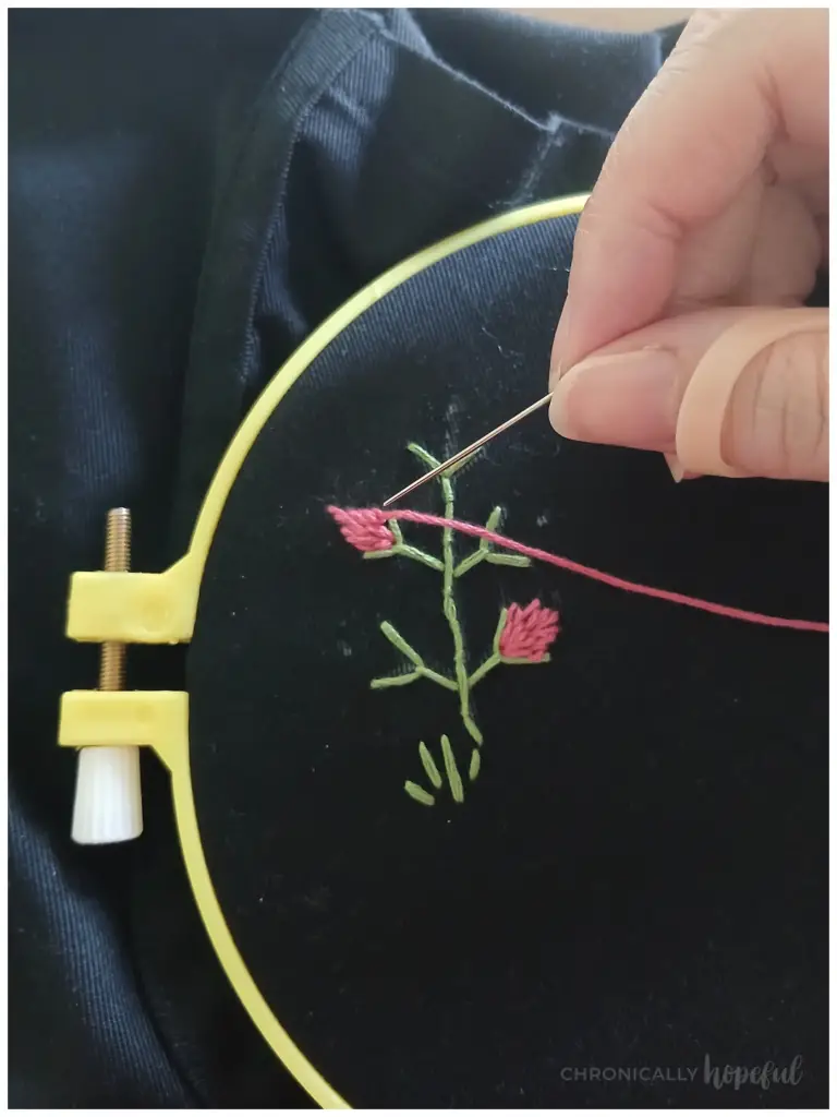 Couching Stitch Stem & Lazy Daisy