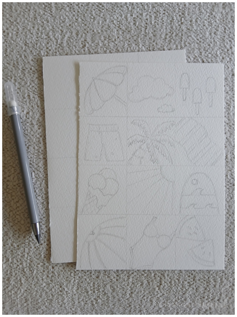 seaside doodles drawn on paper