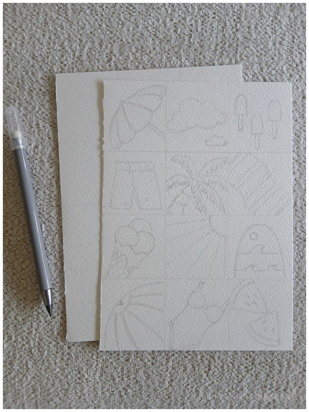 seaside doodles drawn on paper