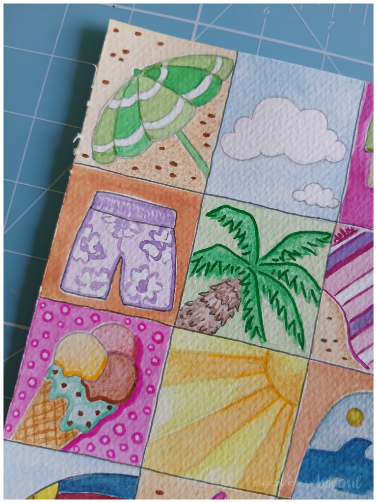 Seaside gouache doodles