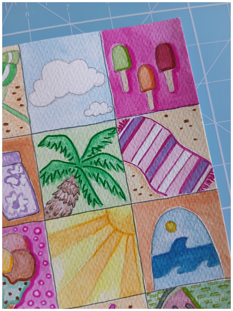 Seaside gouache doodles
