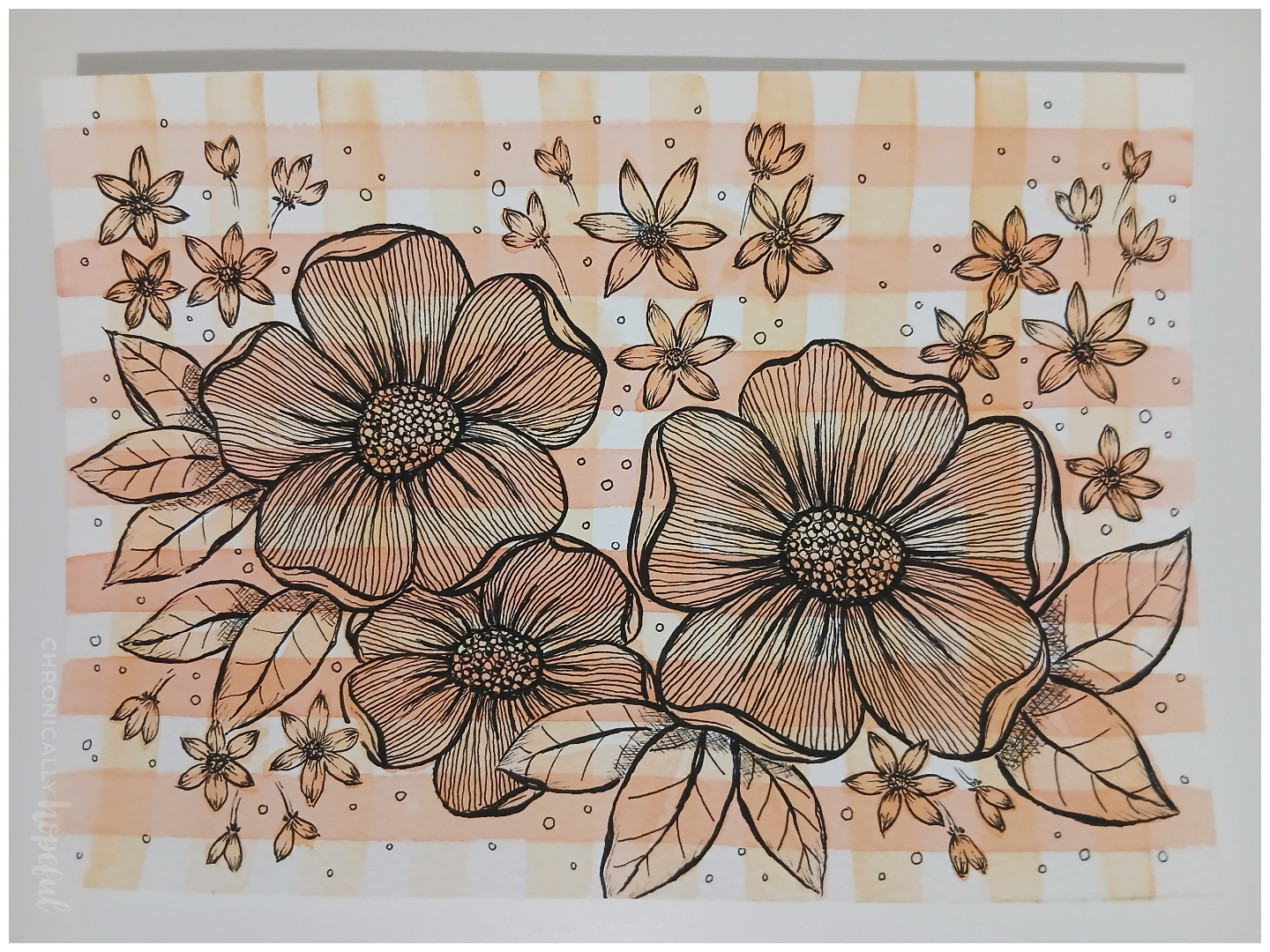 Anemone flowers on gingham