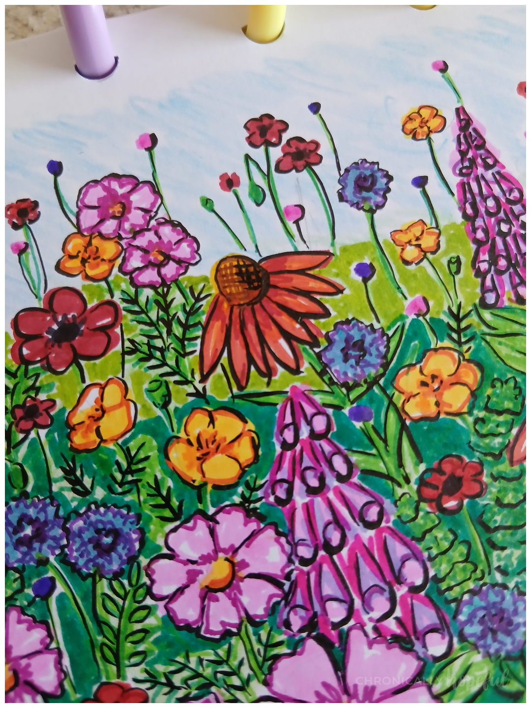 Adding black outlines to drawn flowers