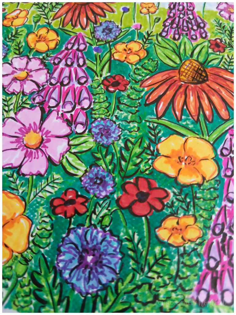 Adding black outlines to drawn flowers