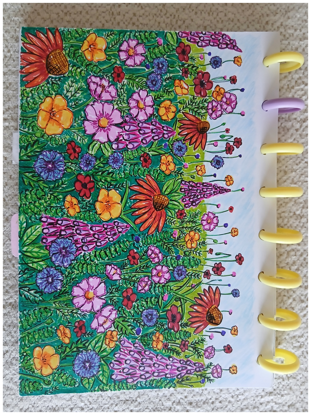 Adding black outlines to drawn flowers