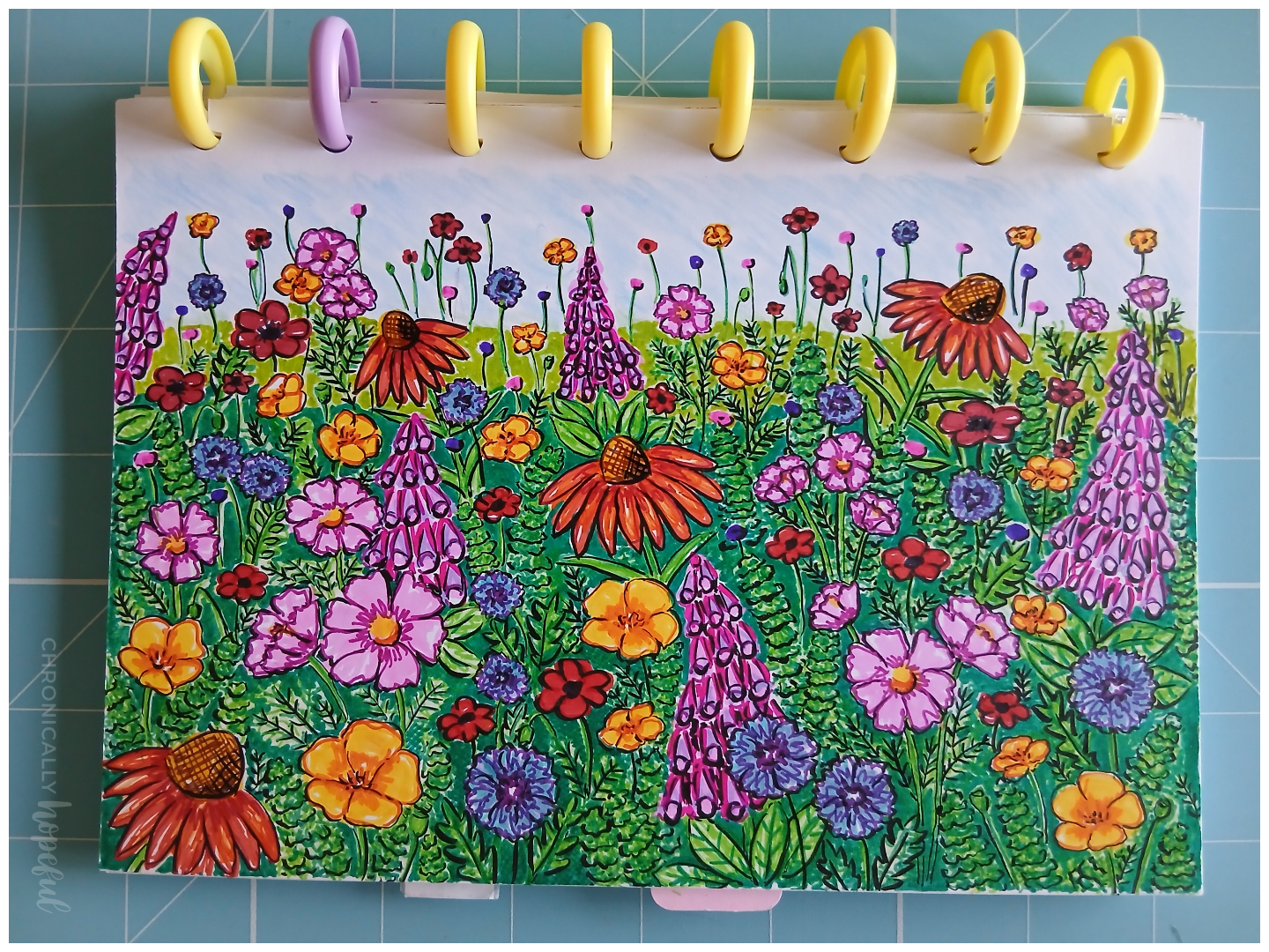 Adding black outlines to drawn flowers