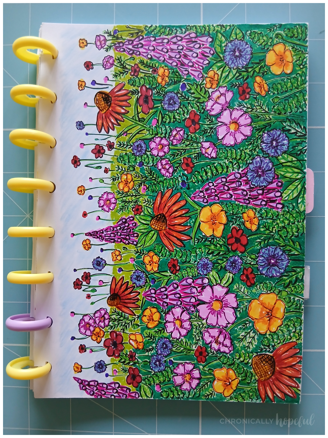 Adding black outlines to drawn flowers