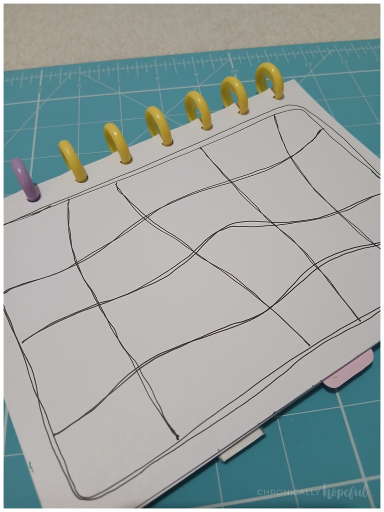 Drawn grid with fineliner