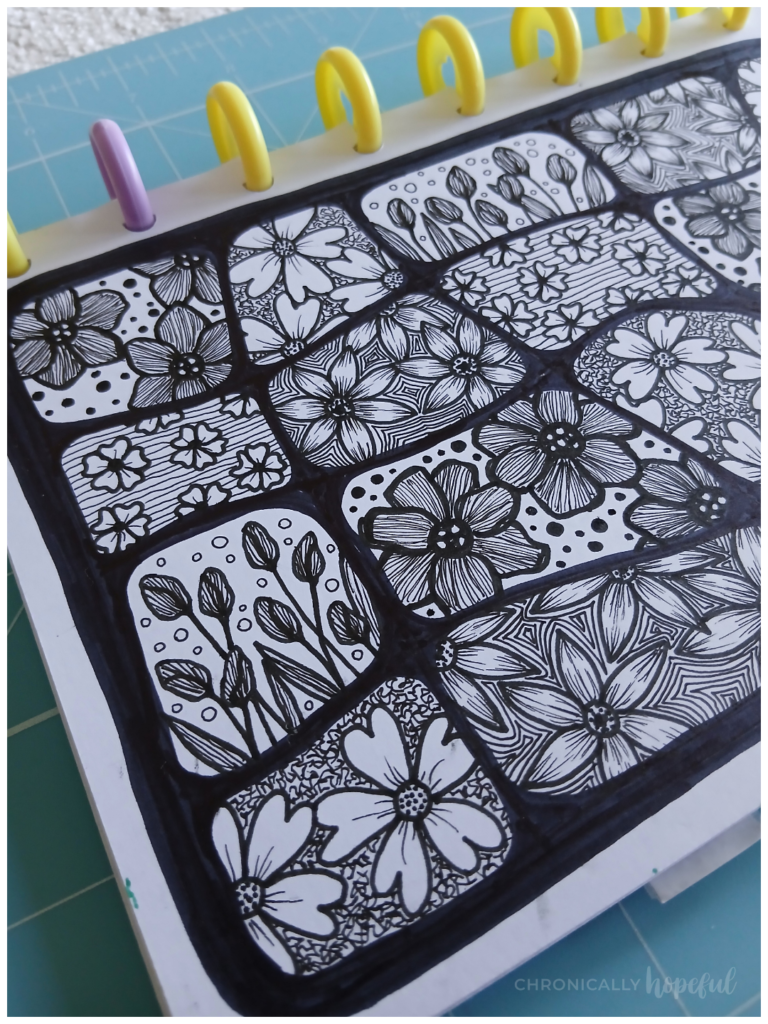 Botanical line drawings with fineliner