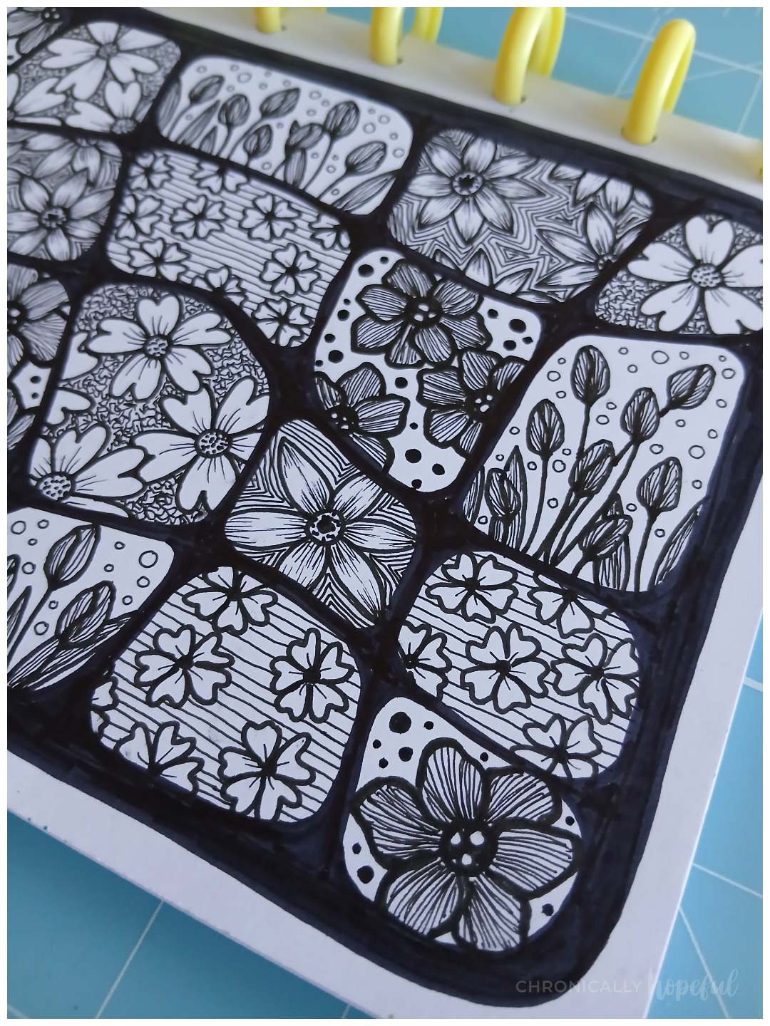 Botanical line drawings with fineliner