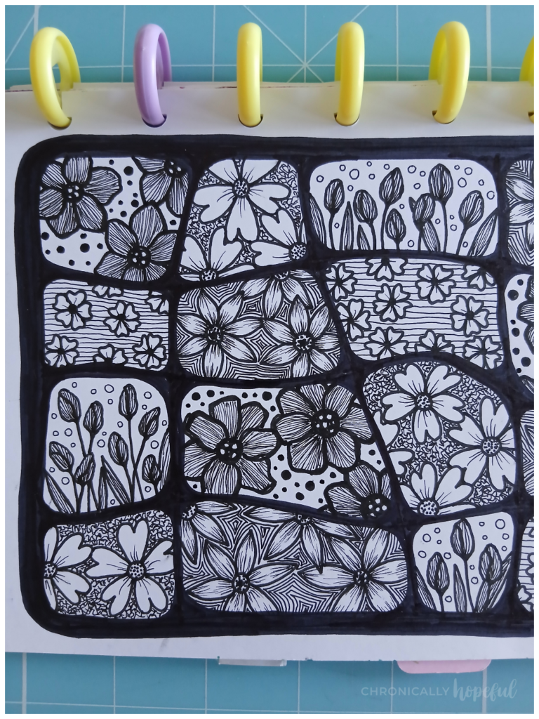 Botanical line drawings with fineliner