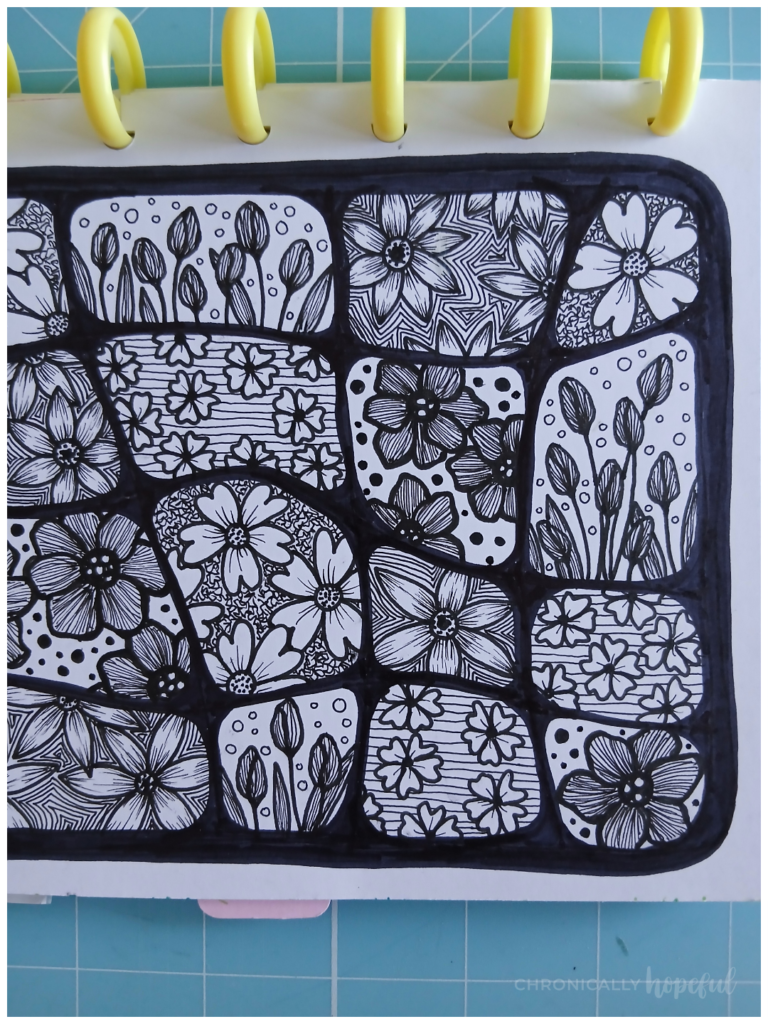 Botanical line drawings with fineliner