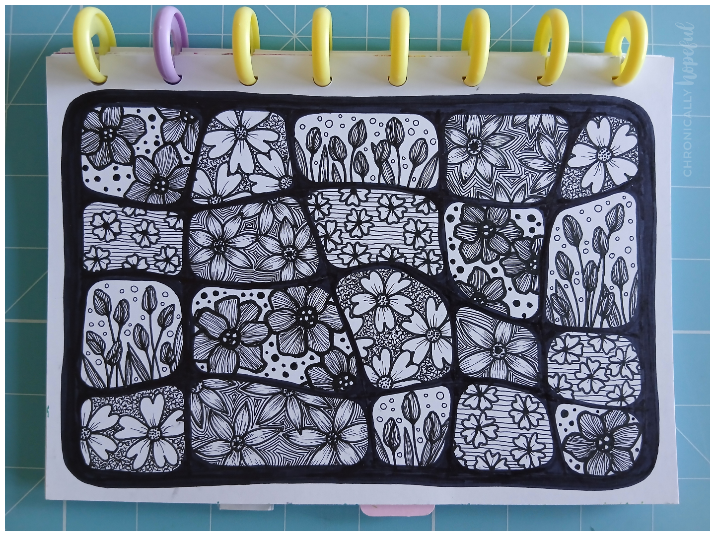 Botanical line drawings with fineliner