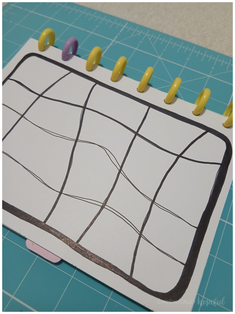 Drawn grid with fineliner