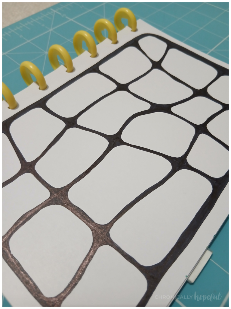 Drawn grid with fineliner