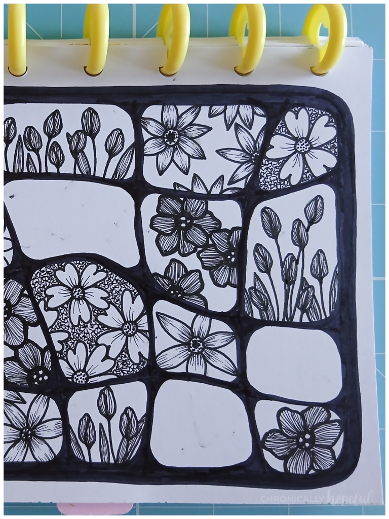 Botanical line drawings with fineliner