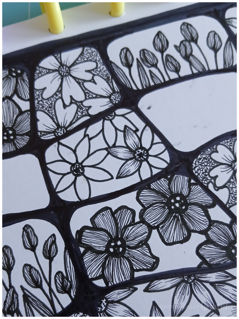Botanical line drawings with fineliner